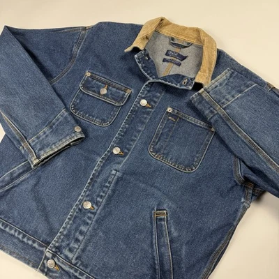 Vintage Polo Ralph Lauren Western Blue Denim Jacket Corduroy Collar Workwear XL - Image 1 of 4