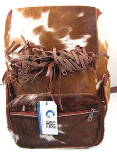 Luxus Echt Rindsleder Rucksack für Damen & Herren - Hair-On Leder Rind Wickeltasche - Bild 1 von 7