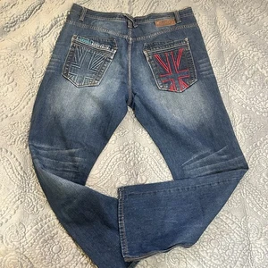 Jeans COOGI Fit Azul Denim Para Hombres 40x34 Bordados Bandera Hip Hop Patinador Y2K - Imagen 1 de 15