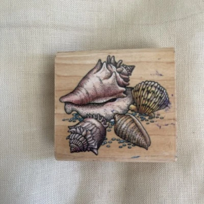 Rubber Stampede Seashells Rubber Stamp A817E Collage Conch Scallop Cone - Image 1 of 4