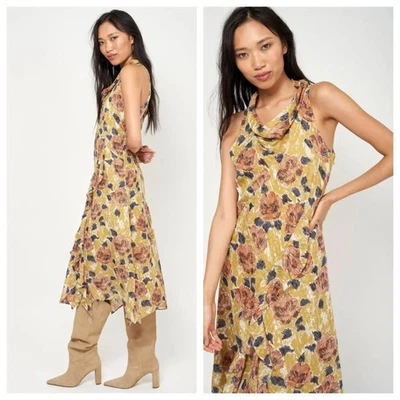 Vestido Midi Joie Minnie Seda Cuello Capucha Nuevo con Etiquetas Floral Femenino Ocasión Especial Foto 1 de 4