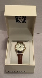 Anne Klein Uhr AK/2246G Damen goldfarben Edelstahl braun Lederband - Bild 1 von 14