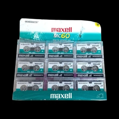 Maxell MC-60 Microcassette 9-Pack Sealed 60 Min Audio Tapes Dictation New - Image 1 of 3