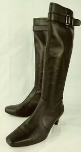 Stivali donna Eddie Bauer alti US 7 neri pelle zip fibbia tacco 1776 - Foto 1 di 1