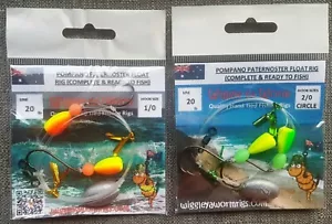 2x Hand Tied Pompano Paternoster Float rigs & sinkers, complete & ready to fish - Picture 1 of 14