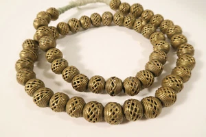 Cuentas de latón EA56 13 - 14 mm fundido amarillo cuentas de latón Ghana Ashanti Akan Afrozip - Imagen 1 de 4