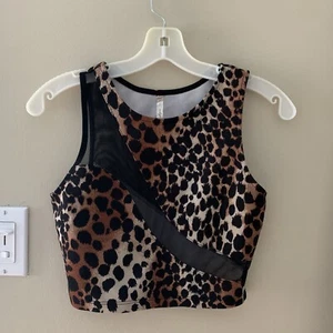 Codigo Leopard Print Crop Top Womens No Tag Activewear Animal Yoga Gym - Picture 1 of 7