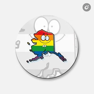 Mapa de Tonado de la Bandera del Arco Iris del Estado de Alaska EE. UU. | 4"" Imán Decorativo Redondo de 4"" X 4 - Imagen 1 de 2