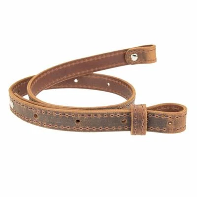 Buffalo Hide Leather Rifle Gun Sling_Crazy Horse/Brown_Amish Handmade_1" Wide - Image 1 of 4