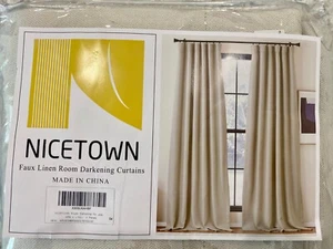 New In Package Nicetown Room Darkening Curtains, Beige, 50 X 102 - Picture 1 of 1