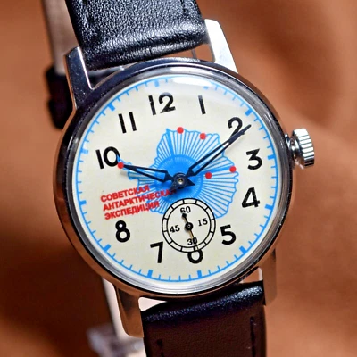 Reloj Pulsera Mecánico Soviético Pobeda Reloj De Colección Expedición Antártica Reparado Foto 1 de 4