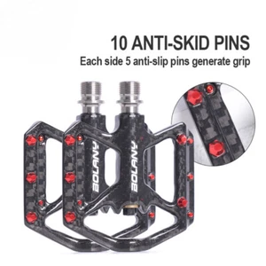 Carbon Fiber Road MTB Bicycle Pedals Ultralight Non-Slip 3 Bearing 106x92x17mm - Picture 1 of 19