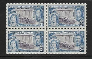 RHODESIA, 1937 KGV1 CORONACIÓN, 3d SG 38, montado sin montar o nunca montado bloque 4, Cat £14 - Imagen 1 de 1