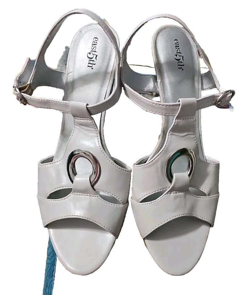 Zapatos de salón East 5th Kitten con tacón peep toe gris escarcha para mujer talla 9 T08 Foto 1 de 4