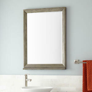 Signature Hardware Davyn Grey 33-1/8" x 24" Framed Bathroom Mirror - REG $429 