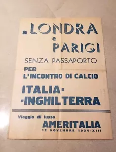 rare England vs. Italy Football ( Soccer ) Match 1934 no passport train trip - Picture 1 of 9