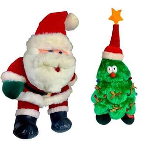 2 Plush Holiday Decor: Sound N Light Christmas Trees Animatronic & SANTA Plush - Picture 1 of 15