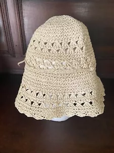 Talbots Beach Boho Beige Floppy Hat Paper Straw One Size Excellent - Picture 1 of 5