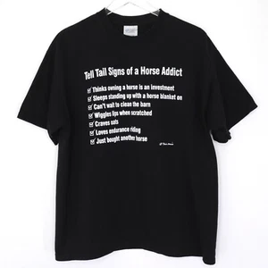 Tell Tail Signs Of A Horse Addict Mens Womens Black Short Sleeve T-Shirt Size L - Picture 1 of 8