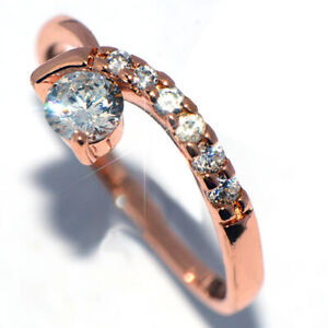 18K Rose Gold Filled Crystal Womens Wedding Party Engagement Rings Bridal Size 7