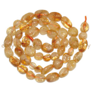 8-10mm Yellow Citrine Crystal Irregular Freeform Gems Loose Beads 15'' Strand