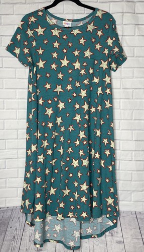 OFF WHITE Abito Lularoe Carly Taglia S Americana Teal Off White Stars