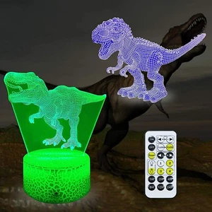 FUN Dinosaur T-REX 3D Effect LED Night Light for Kids Gift for Boys Girls Child - Picture 1 of 5