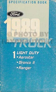 1989 Ford Servicio Especificaciones Manual Ranger BRONCO II Aerostar Libro OEM - Imagen 1 de 1