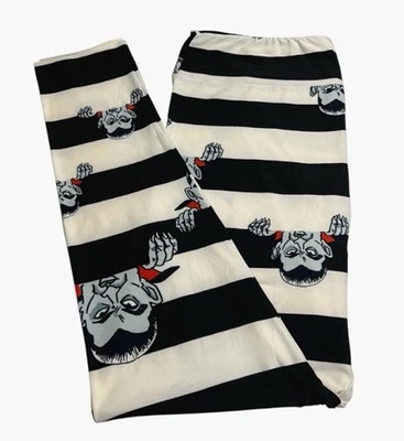 Leggings LuLaRoe TC2 Tall Curvy 2 listras pretas DRÁCULA Monster HALLOWEEN Vampiro - Imagem 1 de 4