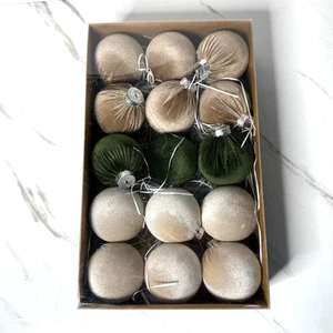 Christmas Tree Shatterproof Velvet 3" Ornament Balls Set of 15 Farmhouse New! - Picture 1 of 11