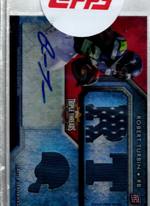 A8471- 2012 Topps Triple Threads #127C Robert Turbin RT RC EXCH Auto Jersey /99 - Image 1 of 2