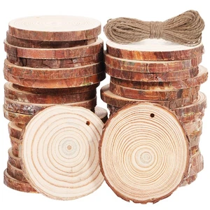 50pcs Unfinished Wood Slices Diy Craft Wooden Slices Wood Rounds Home Decor - Picture 1 of 11