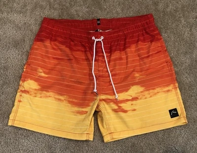 Men’s Rusty Swim Shorts (Size 38) - Orange, Yellow & Red - Beach/Pool Swimwear - Image 1 of 4