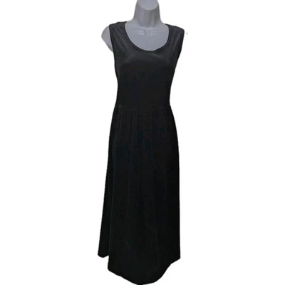Studio Easy Black Velvet Maxi Dress Womens M Sleeveless 90s Y2K Whismigoth - Image 1 of 4