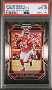 Patrick Mahomes 2022 Chronicles Prizm Black Silver Prizm #PB-3 PSA 10 - Picture 1 of 2
