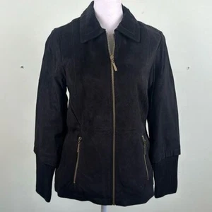 Linea by Louis Dell’olio Jacket 100% Suede Leather Gold Exposed Zippers Size XS - Picture 1 of 13
