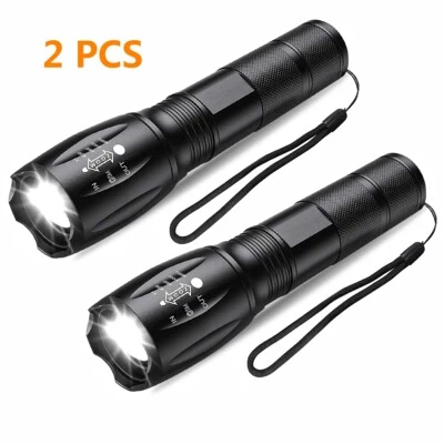 2-Pack Super-Bright 90000LM Light Lamp LED Tactical Flashlight 5 Modes Zoomable - Image 1 of 4