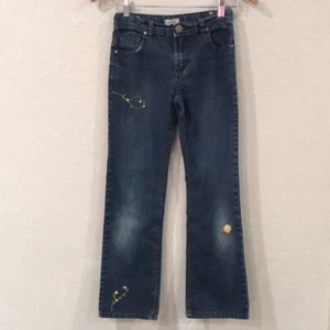 Circo Girls Sz 12 Slim Jeans Blue Embroidered Flowers Stretch Denim Adjustable - Picture 1 of 12