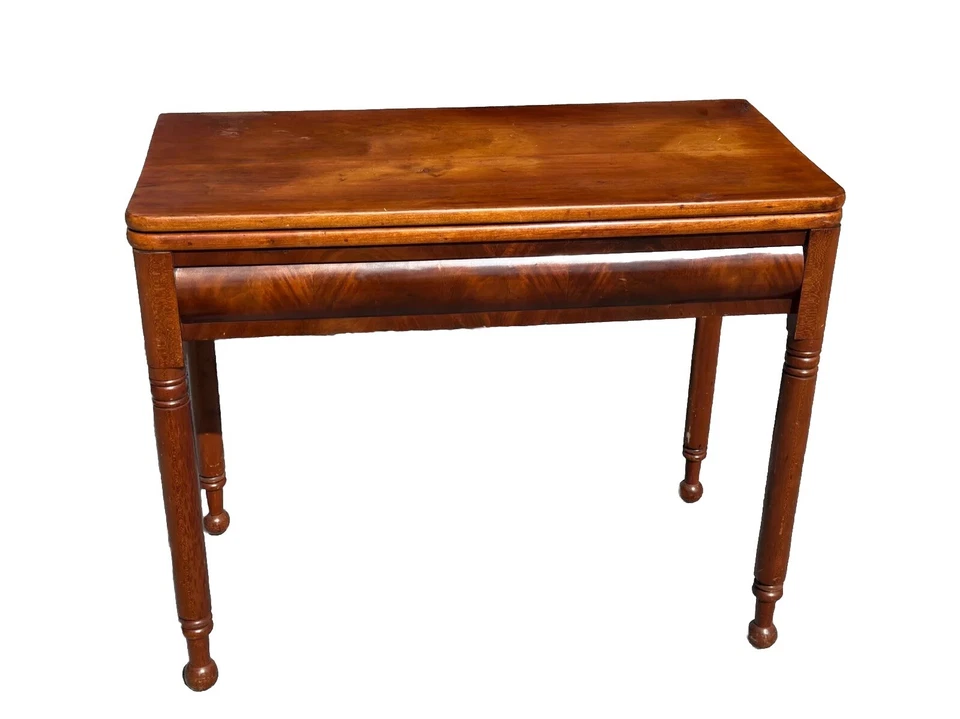 Antigua mesa de cartas de juego Sheraton cereza y caoba 1830 fina Foto 1 de 4