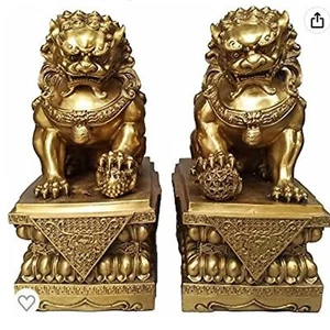  A Pair of Feng Shui Lion Statue Bookends - Picture 1 of 9
