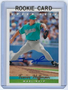 Tarjeta de novato firmada por Trevor Hoffman 1993 de los Marlins cubierta superior #773 autógrafo automático radiocontrol - Imagen 1 de 1
