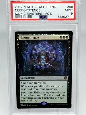MTG FOIL Necropotence  MINT Graded PSA 9 – Iconic Masters Card # 98 Mythic Rare - Image 1 of 2