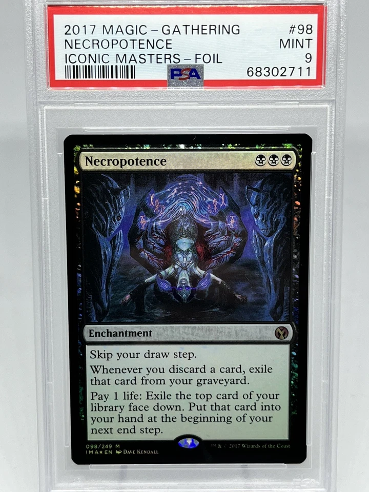 MTG FOIL Necropotence  MINT Graded PSA 9 – Iconic Masters Card # 98 Mythic Rare - Image 1 of 2