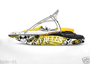 GRAPHIC KIT DECAL BOAT SPORTSTER SEA DOO SPEEDSTER SPORT WRAP SKULL NO RULES - Picture 1 of 7