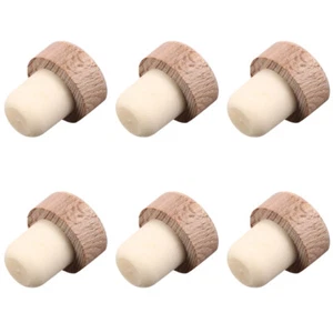 Tapones de madera para botellas de vino de 6 piezas para botellas de vidrio tapones cónicos aceite - Imagen 1 de 12