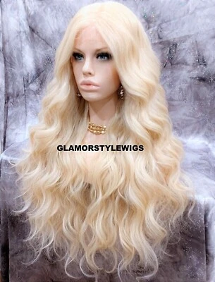 PELUCA COMPLETA DELANTERA DE ENCAJE 36" LARGA CAPAS ONDULADA PARTE MEDIA BLANQUEADOR RUBIO CALOR OK #613 Foto 1 de 4