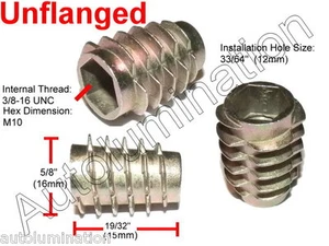 E-Z LOK 3/8-16 15 25 mm Die Cast Zinc Hex Inserto roscado Madera bridada Sin brida - Imagen 1 de 4