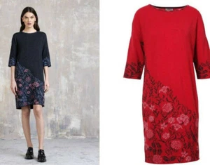 Ivko Kleid (Merino) Wolle Blumenmuster rot red dress wool flowers 82526 - Picture 1 of 8