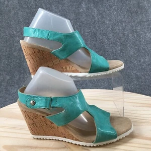 Anne Klein Sandals Womens 7M Minerva Slingback Turquoise Hook & Loop Wedge Heels - Picture 1 of 14
