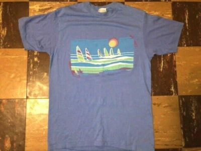 SAILING Vtg 1980s HAWAII Double Sided Souvenir t shirt maui wind surf ocean M/Lr - Image 1 of 3